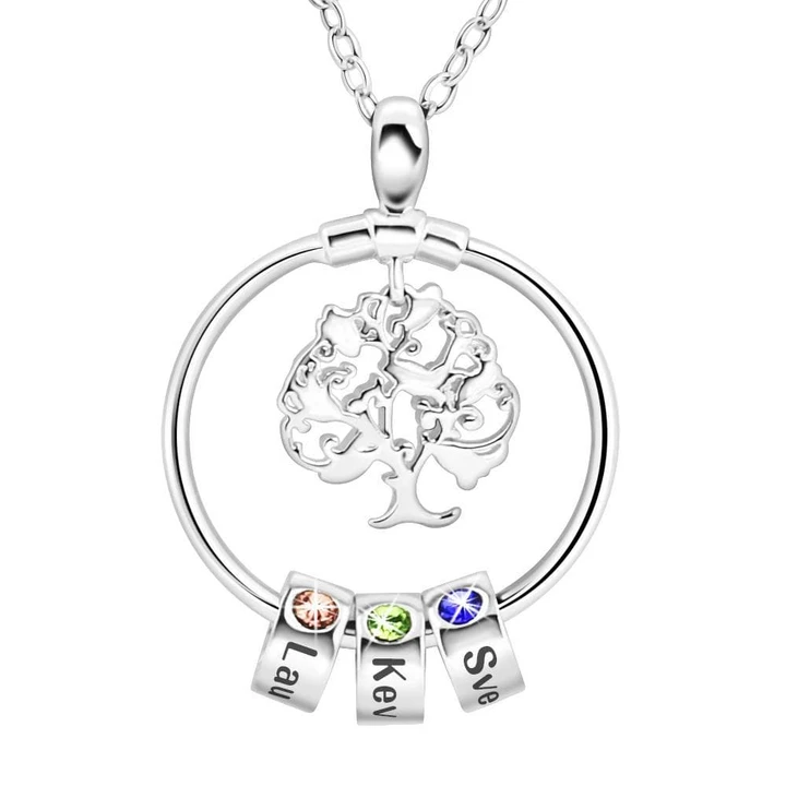 Best Gift Personalized Family Tree with Name Charms Necklace