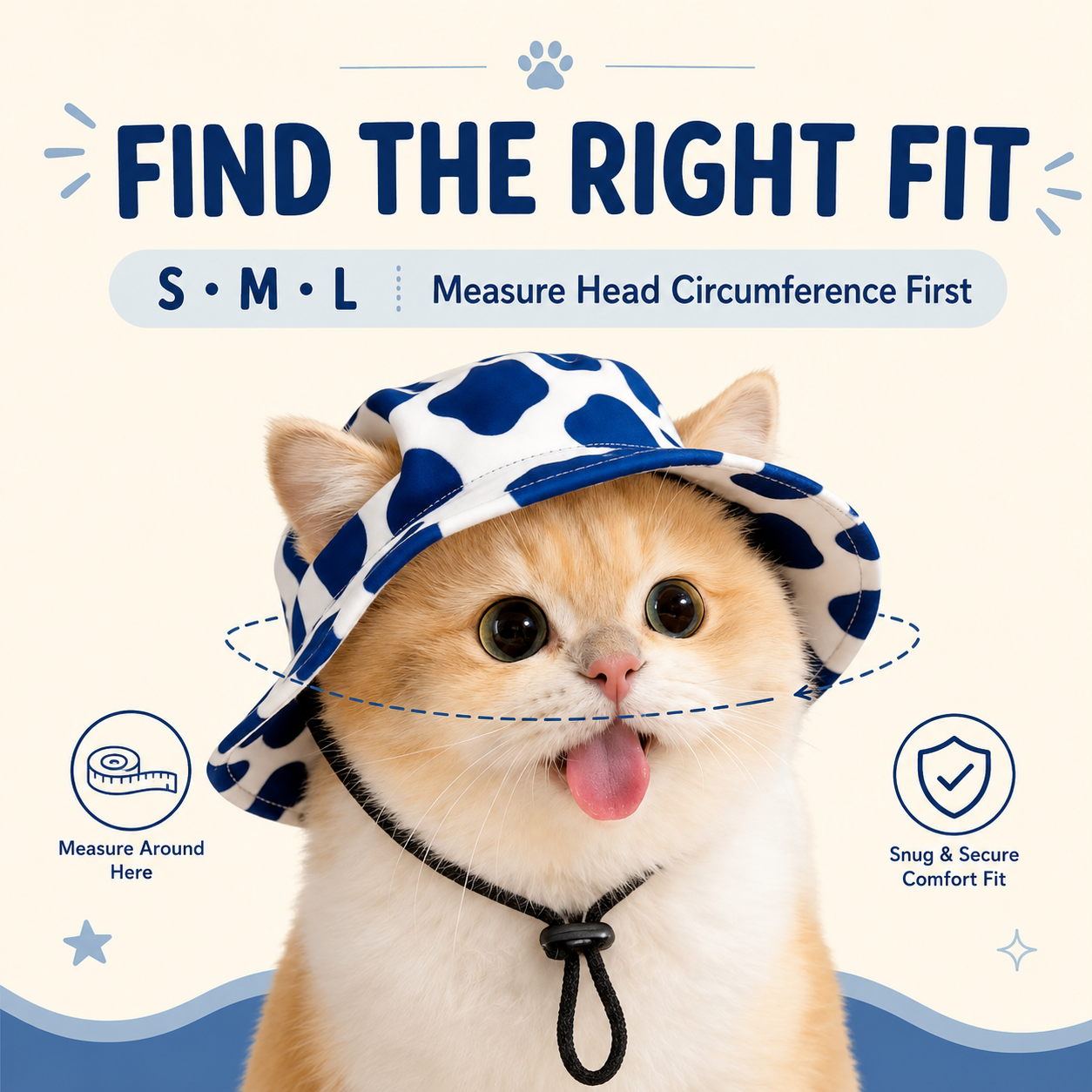 Pet sun hat size chart and dimensions