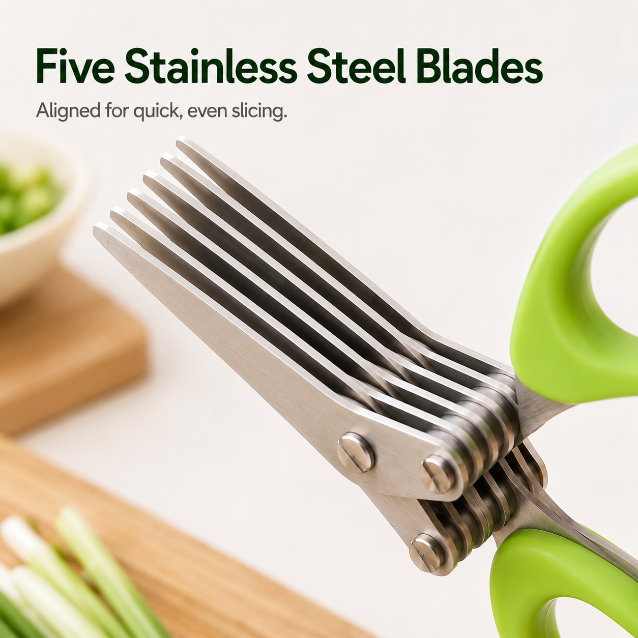 Three step prep guide hold ingredients snip into dish and comb clean