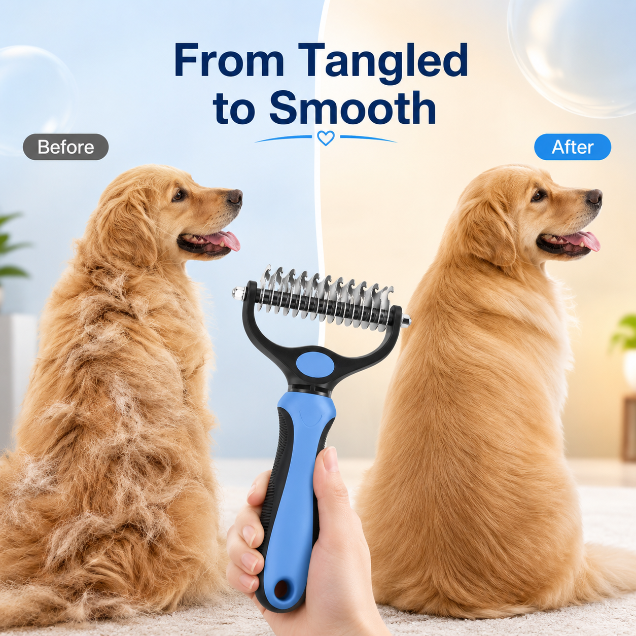Pet grooming brush for dogs and cats