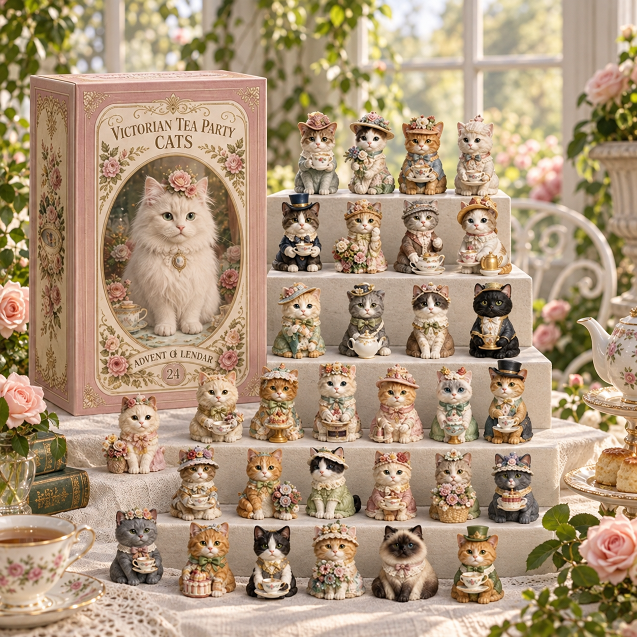 Victorian Tea Party Cats advent calendar and cat collection