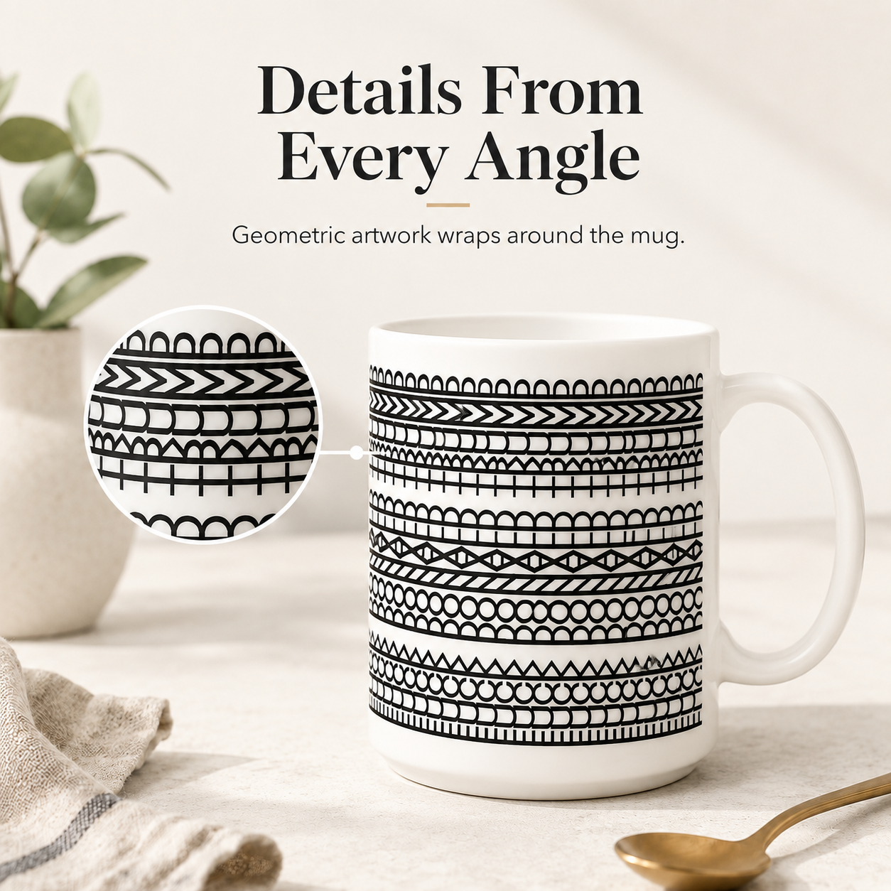 Ceramic mug smooth glaze and rim finish