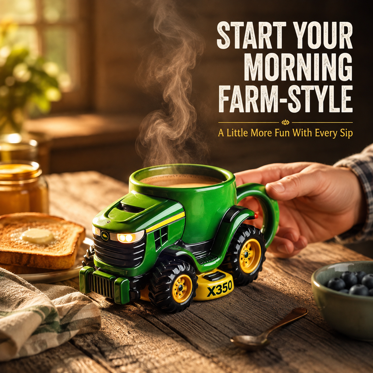Combine harvester novel coffee mug with header details
