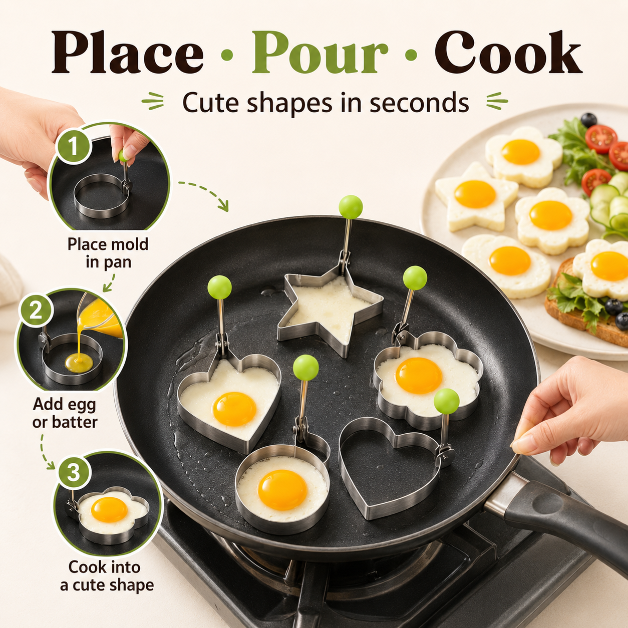 Creative kitchen egg mold for breakfast plating