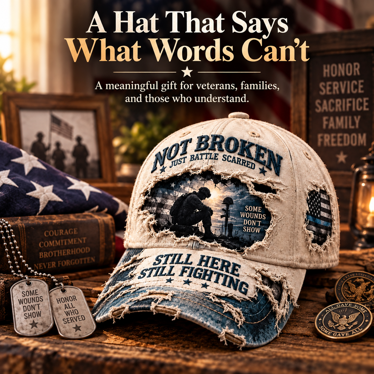 Veteran cap embroidery craftsmanship