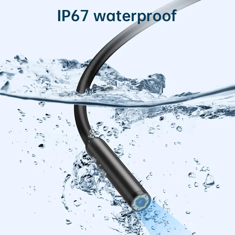 IP67 waterproof probe navigating through wet drain pipes