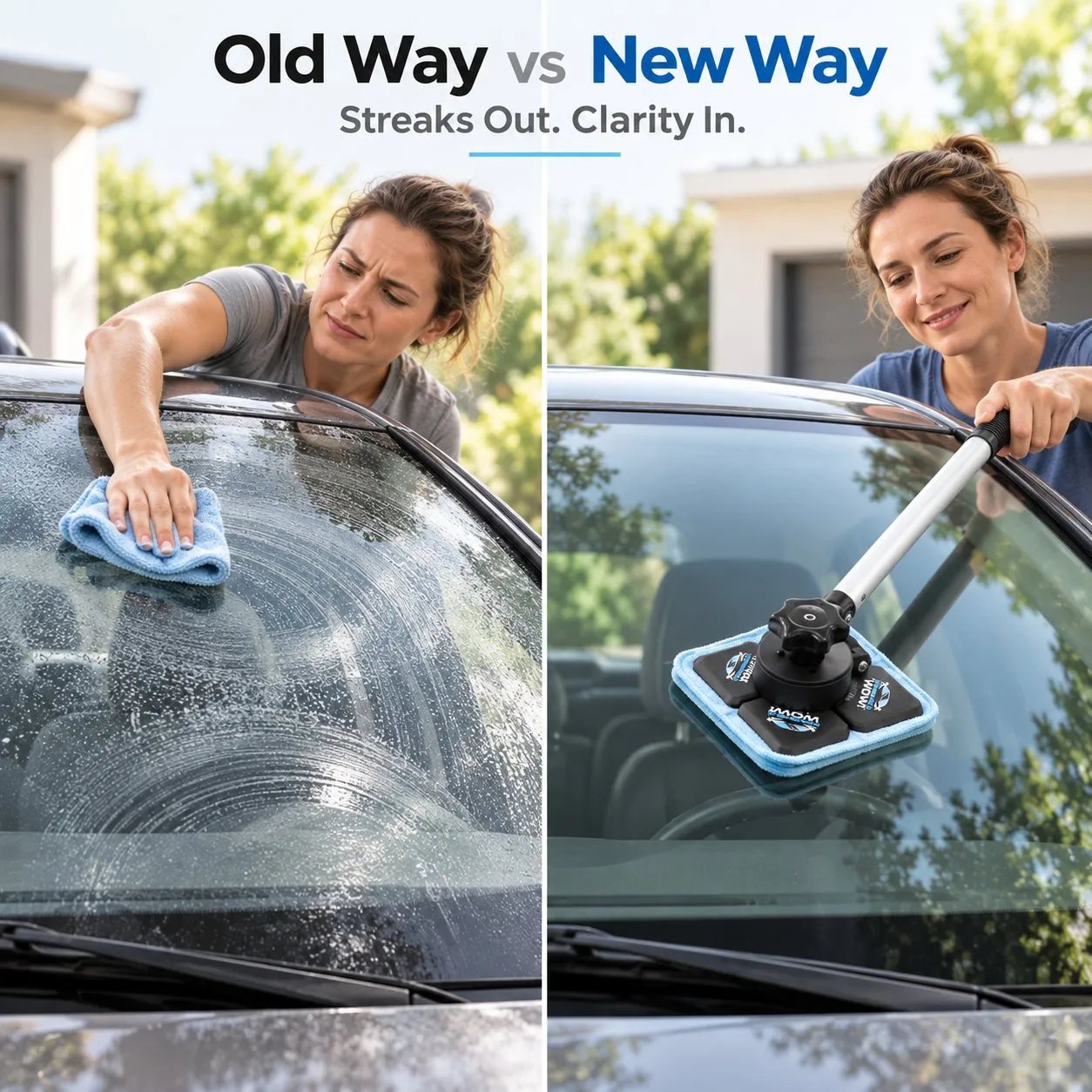 Dual magnetic car windshield cleaner kit