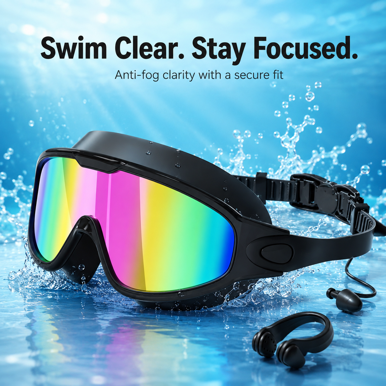 Quick-adjust swim goggles strap and clasp