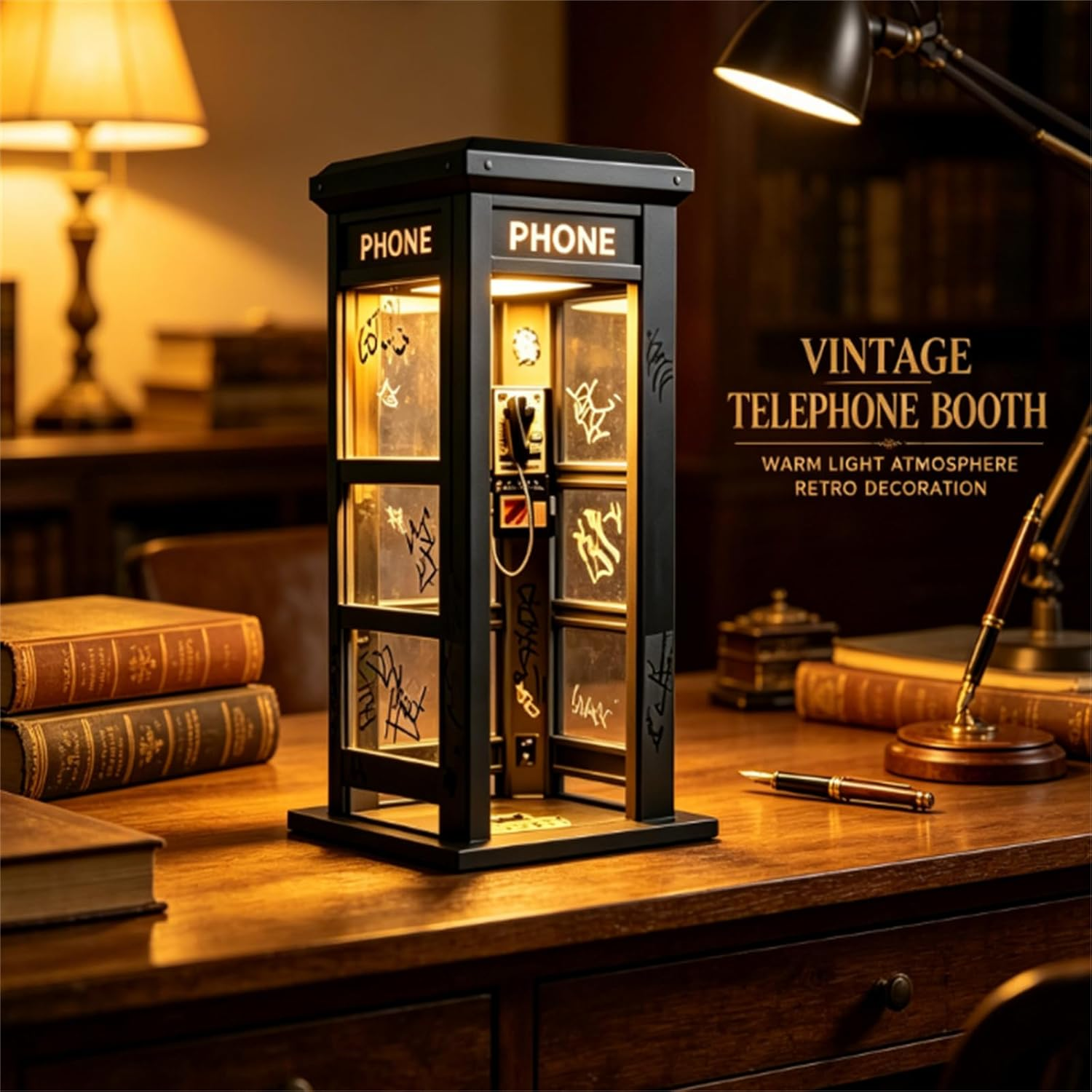 Vintage telephone booth lamp gift idea