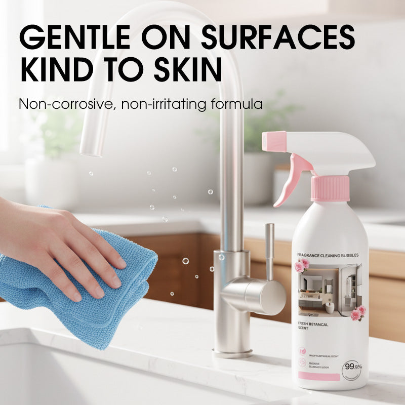 Bathroom cleaner spray helps clean chrome glass and ceramic without abrasive scrubbing