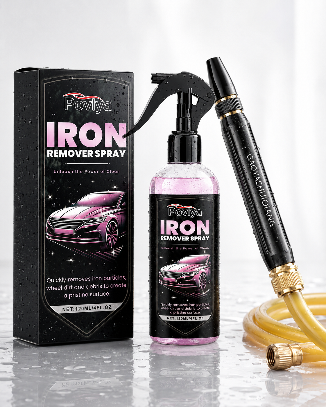 Rust remover spray and high pressure water gun kit