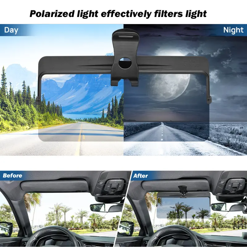 Polarized anti-glare car visor extender with UV400 protection