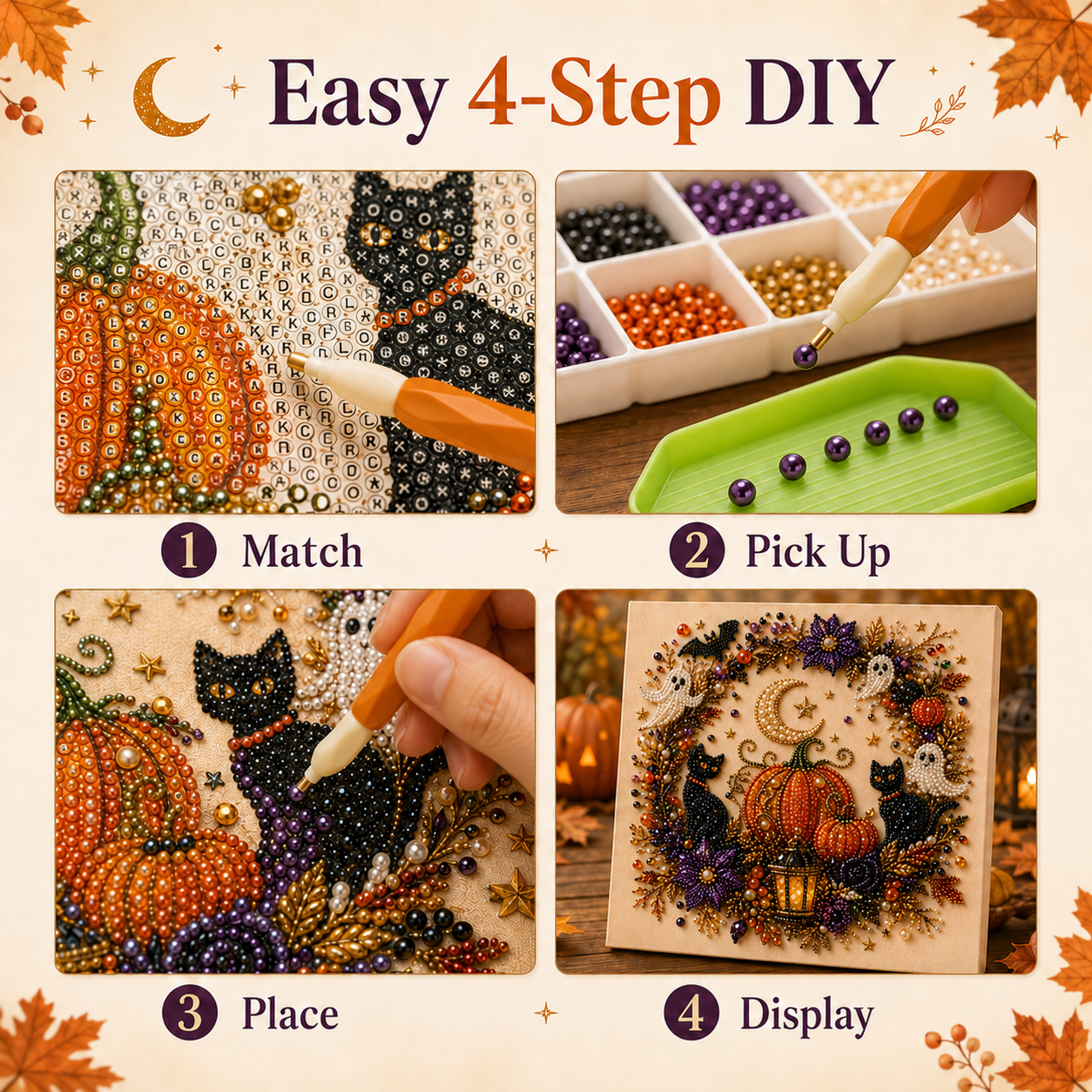 Halloween Pearl Art Four Step DIY Process