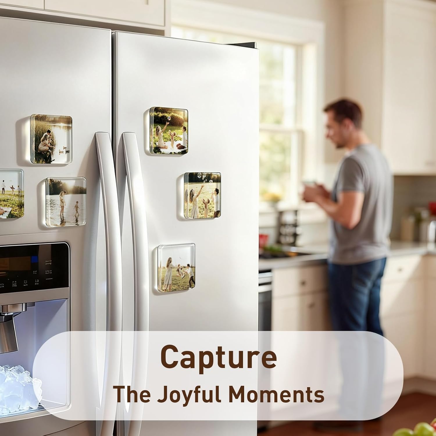 Magnetic Photo Frames 2"x2" Clear Acrylic DIY Fridge Magnets with Adhesive Backing – Square Magnets for Crafts, Kitchen, Classroom, Party & Office Decoration SummerVibes summerwins