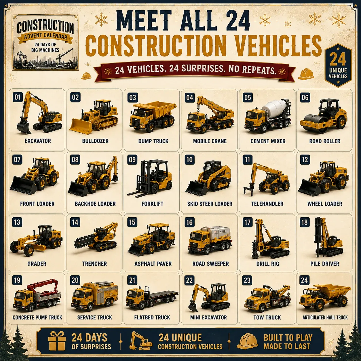 Construction vehicle advent calendar