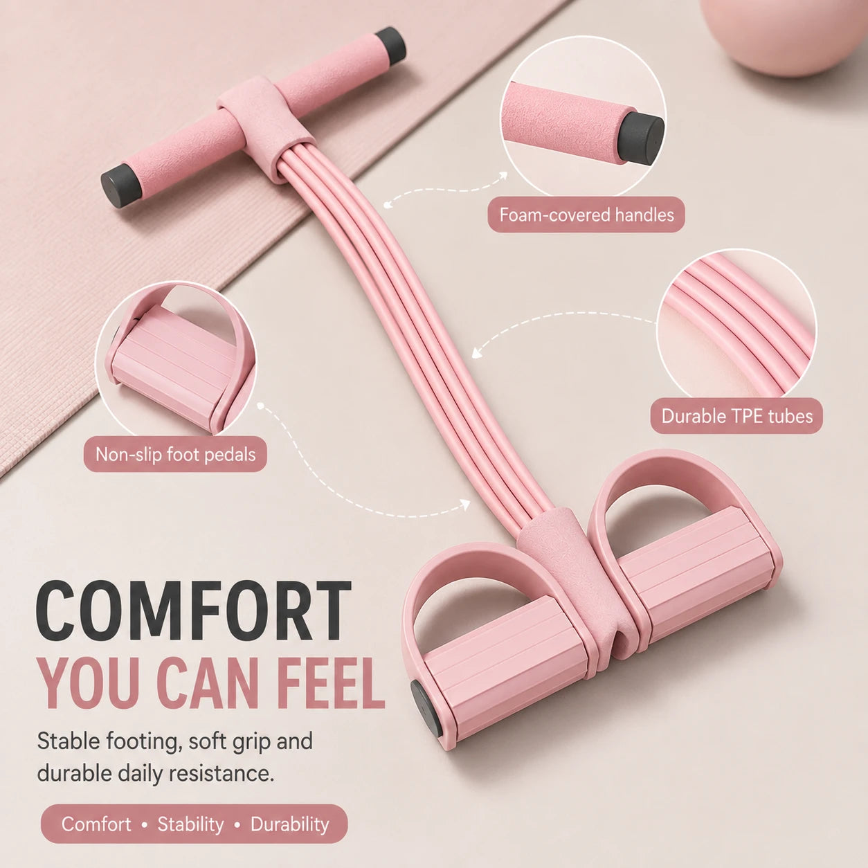 Comfortable and stable pedal resistance trainer