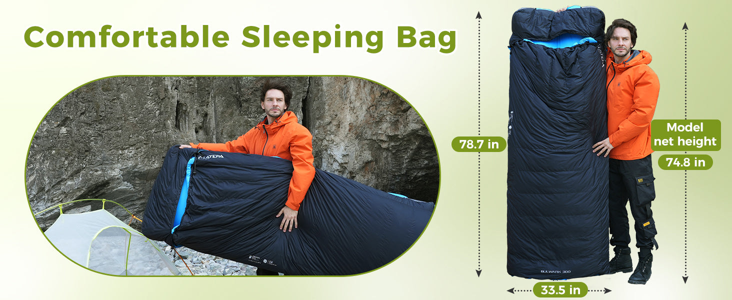 ATEPA BULWARK 300 Down Sleeping Bag-Envelope With Hood