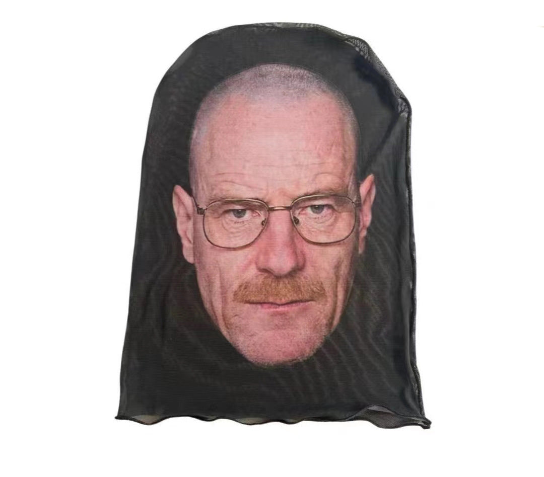 3D Mask Realistic Mask Role Playing Prop Fun Black Mesh Headset Halloween Funny