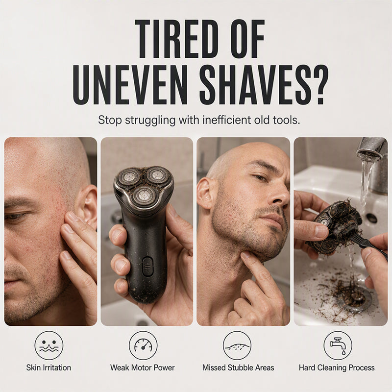 Electric head shaver designed to reduce uneven shaving