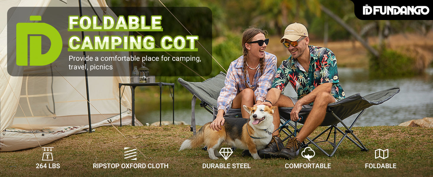 FUNDANGO Folding Camping Cot OAK COT PRO