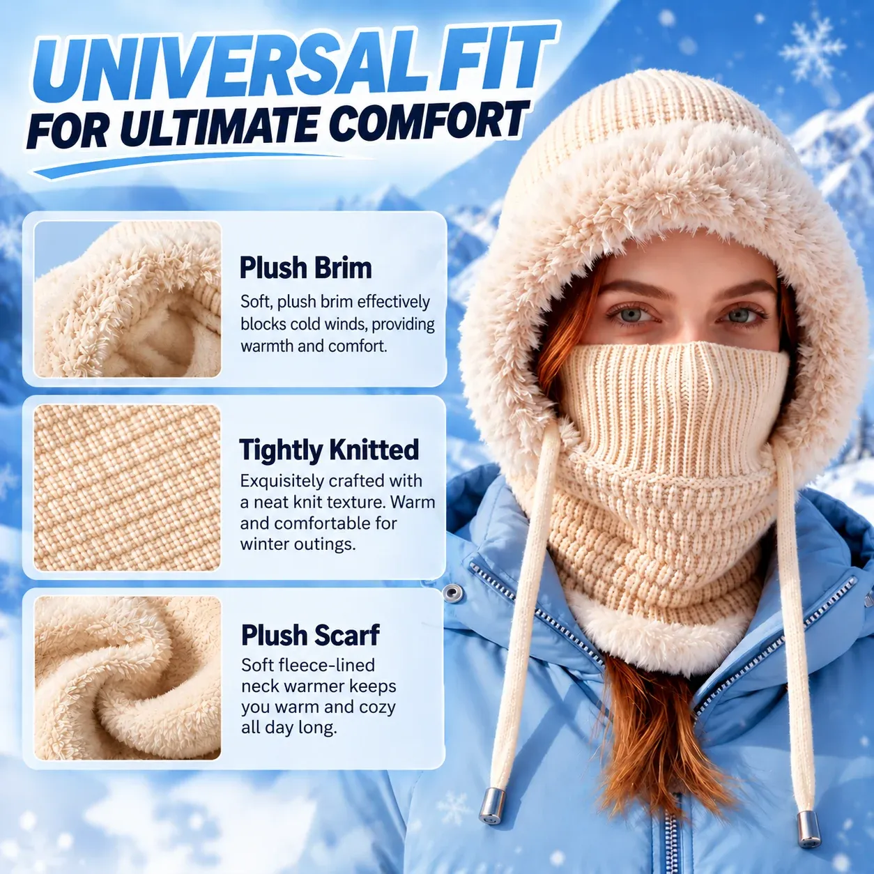 Stretch-knit fit of the plush winter beanie