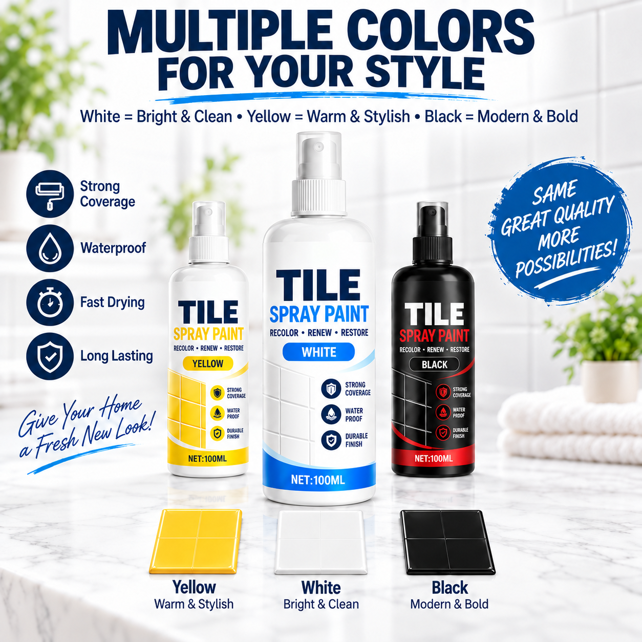 🎨 Tile Renewal Spray Paint | 100ml 3 Colors detail image 5