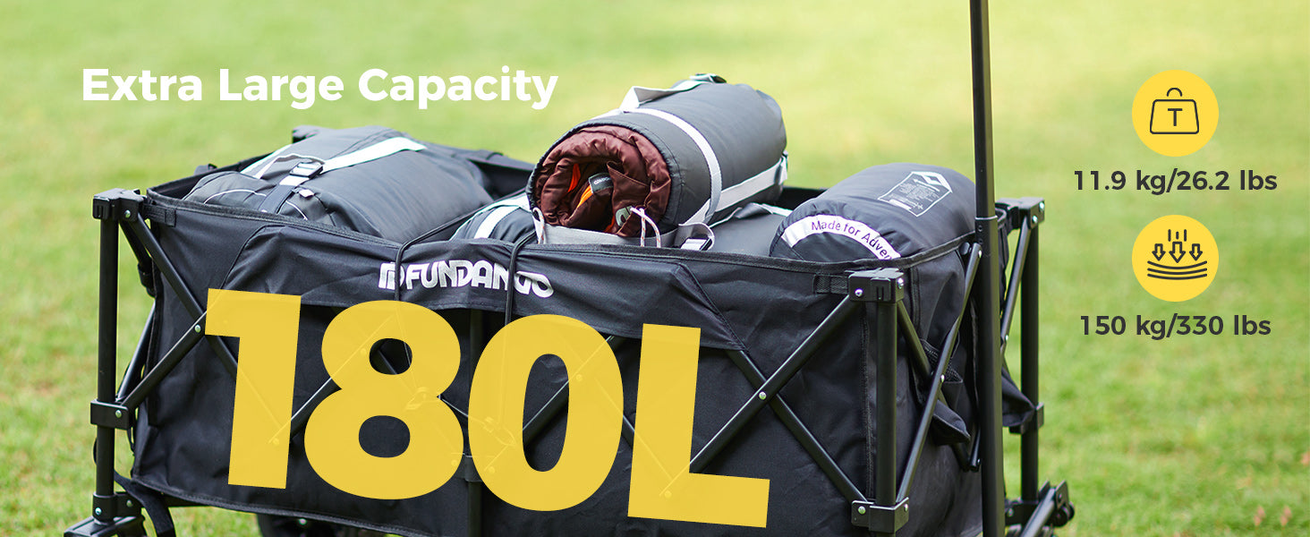 FUNDANGO Folding Wagon 180L Dual Chassis Camping Wagon