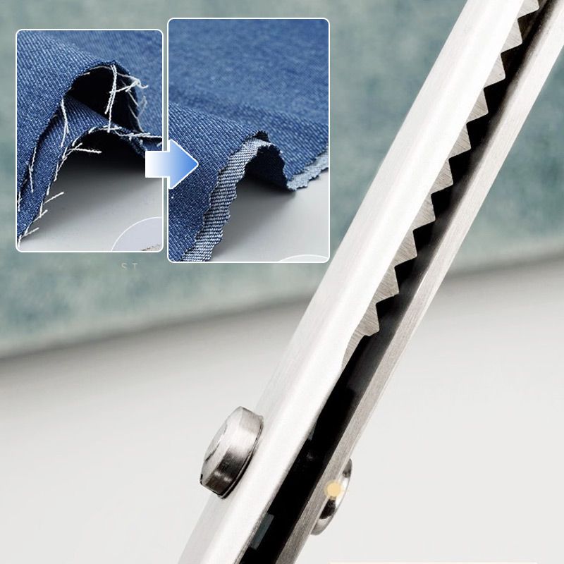 Detailed zigzag blade edge on pinking shears