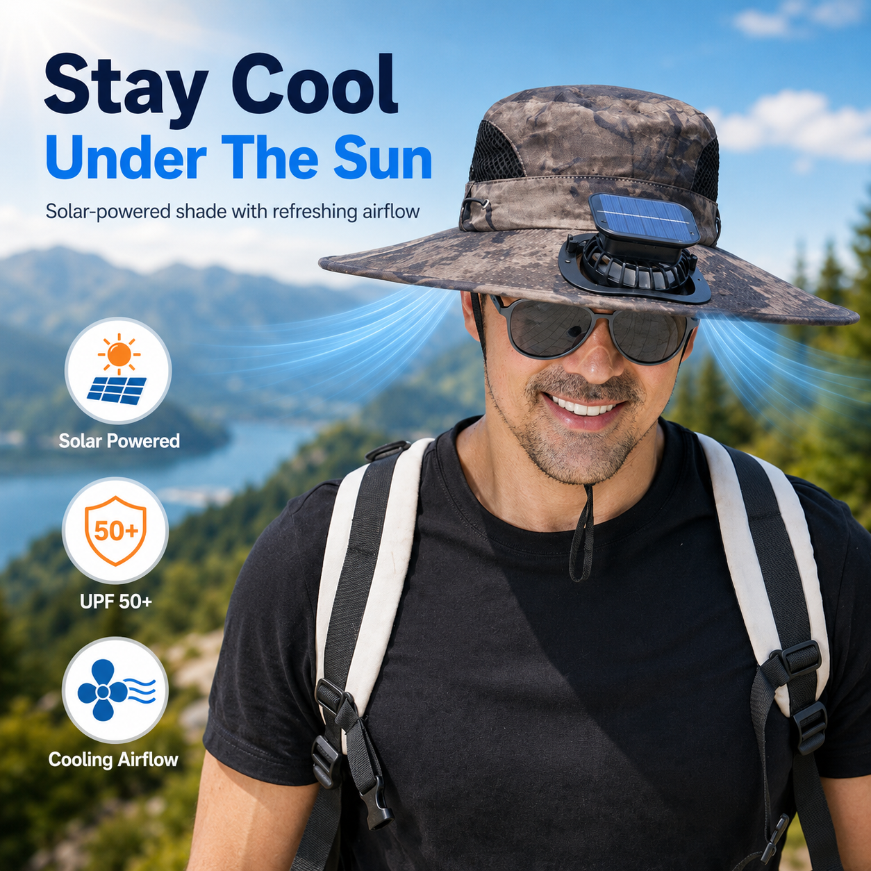 Solar powered outdoor cooling hat hero image