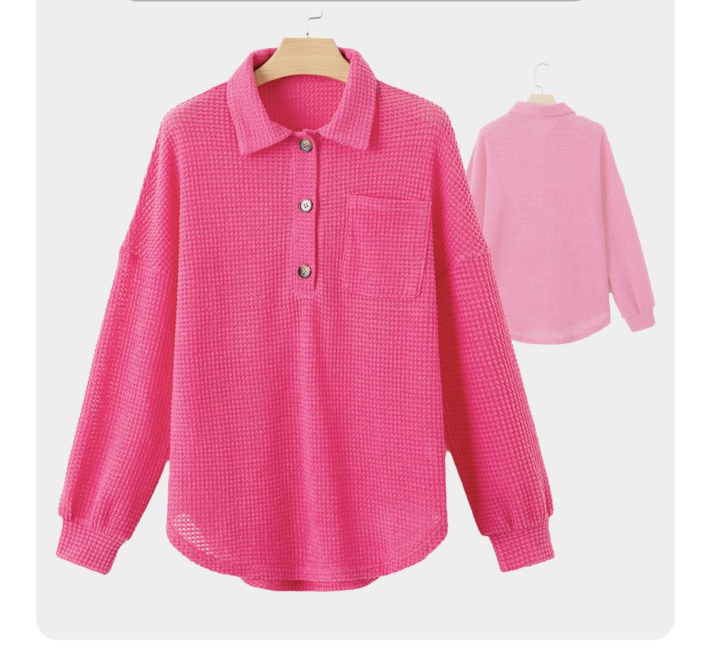 EVALESS Women's Oversized Henley Waffle Shirts Tops Button V Neck Long Sleeve Lightweight Mesh Knitwear Tunic Blouses 2026 Casual Fall Outfits Green Minimalist Style  Deals For You Days summer outfits,back to school,back to school shopping