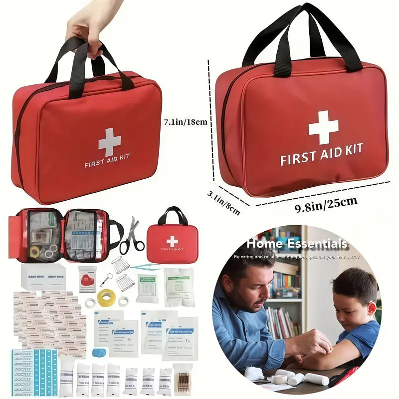 Compact and portable waterproof first aid kit for car backpack and office