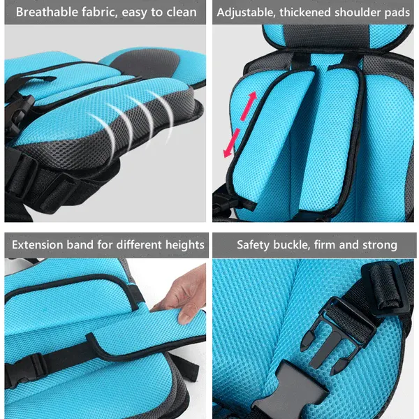 Adjustable shoulder straps portable child chair harness seat