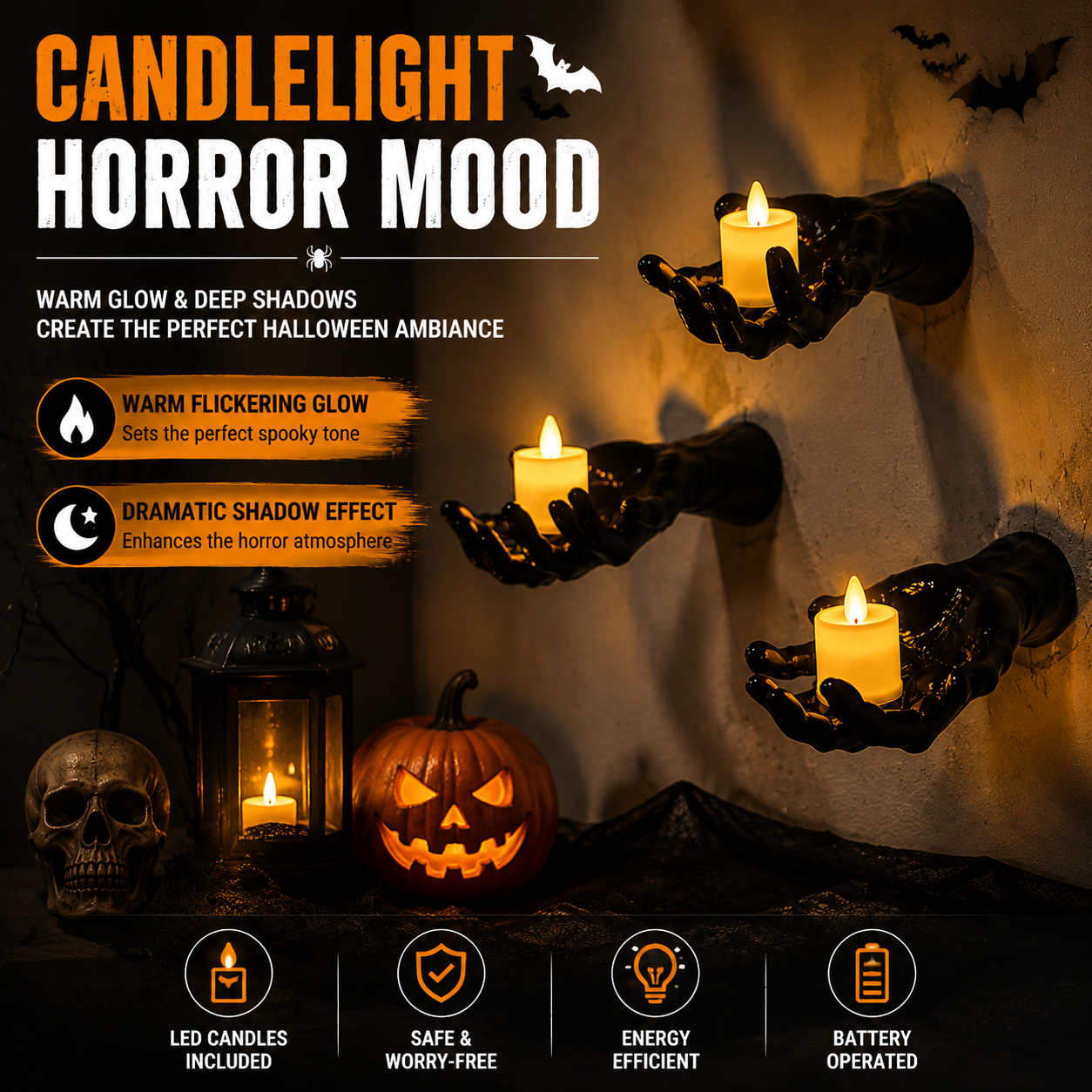 Ghost Hand Candle Holder Features