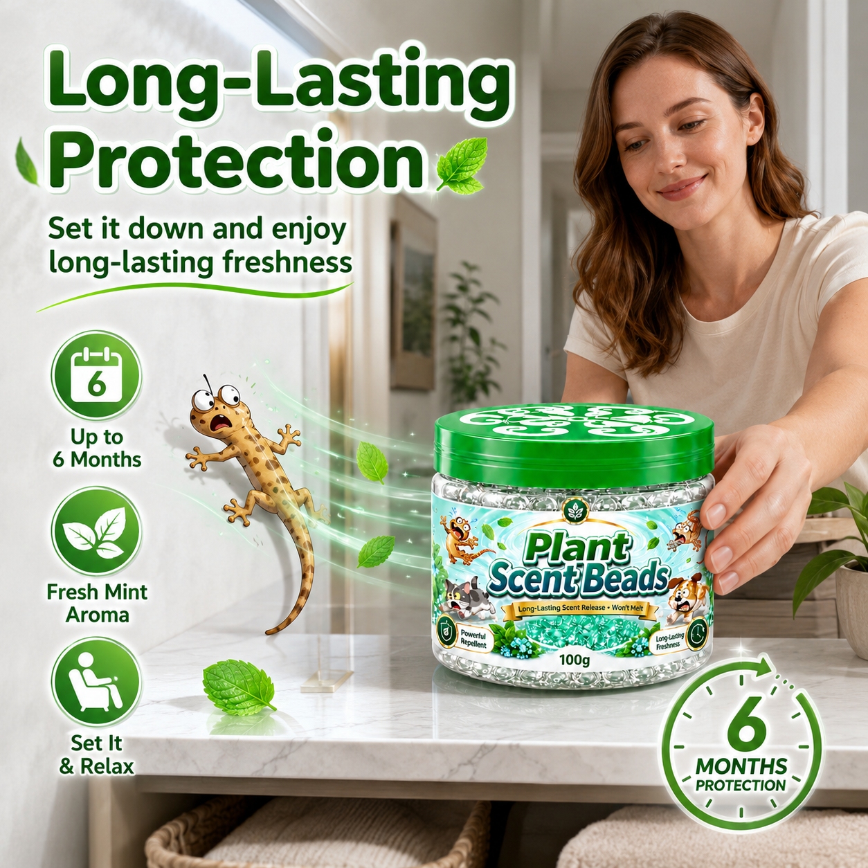 Long-lasting mint pest deterrent protection