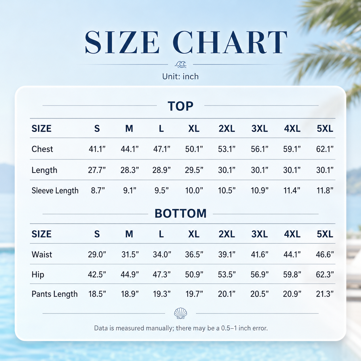 Men's textured polo and shorts set size chart measurements guide