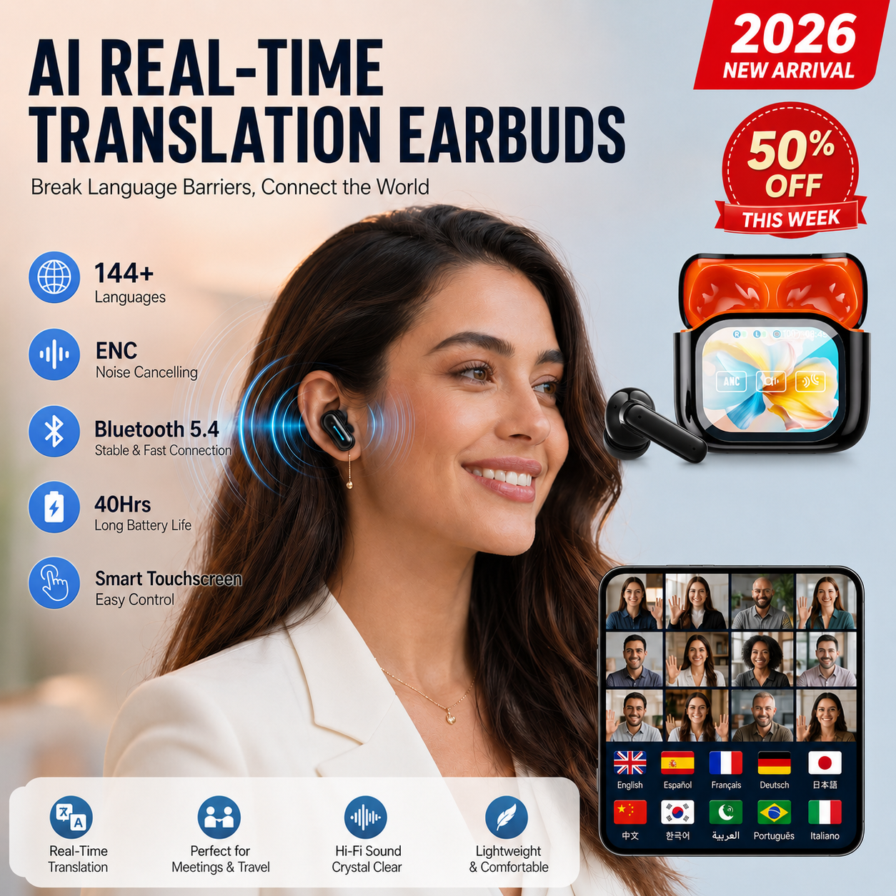 159 language real-time AI translation earbuds
