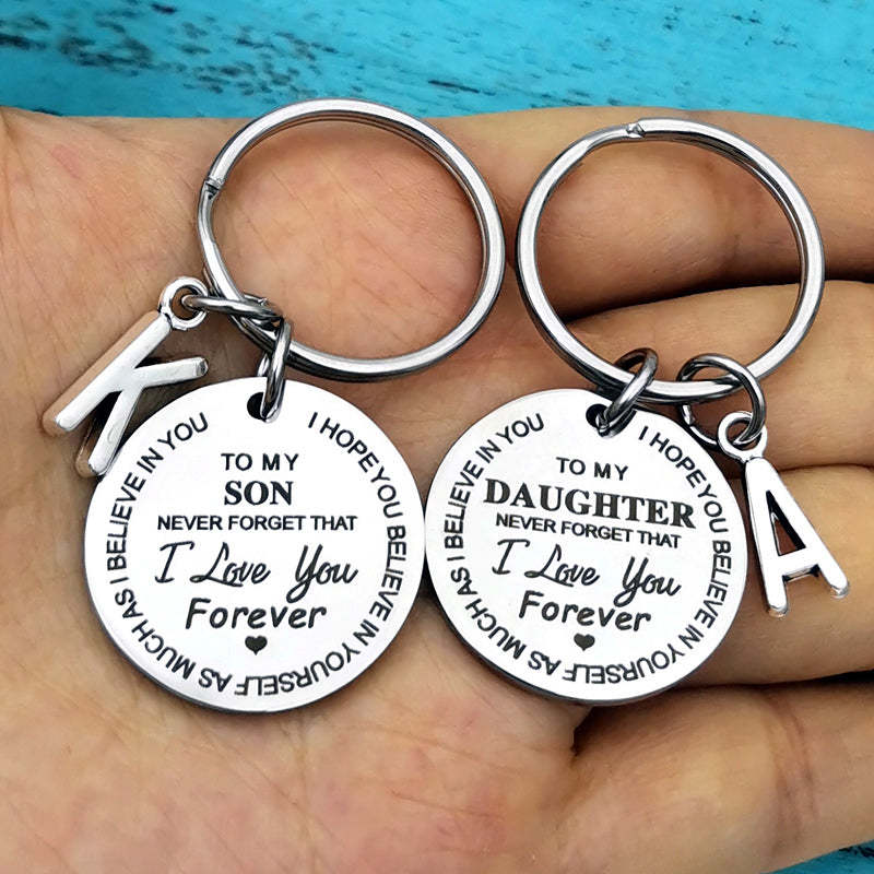 Son and Daughter - I Love You Forever - Personalized Letter Keychain