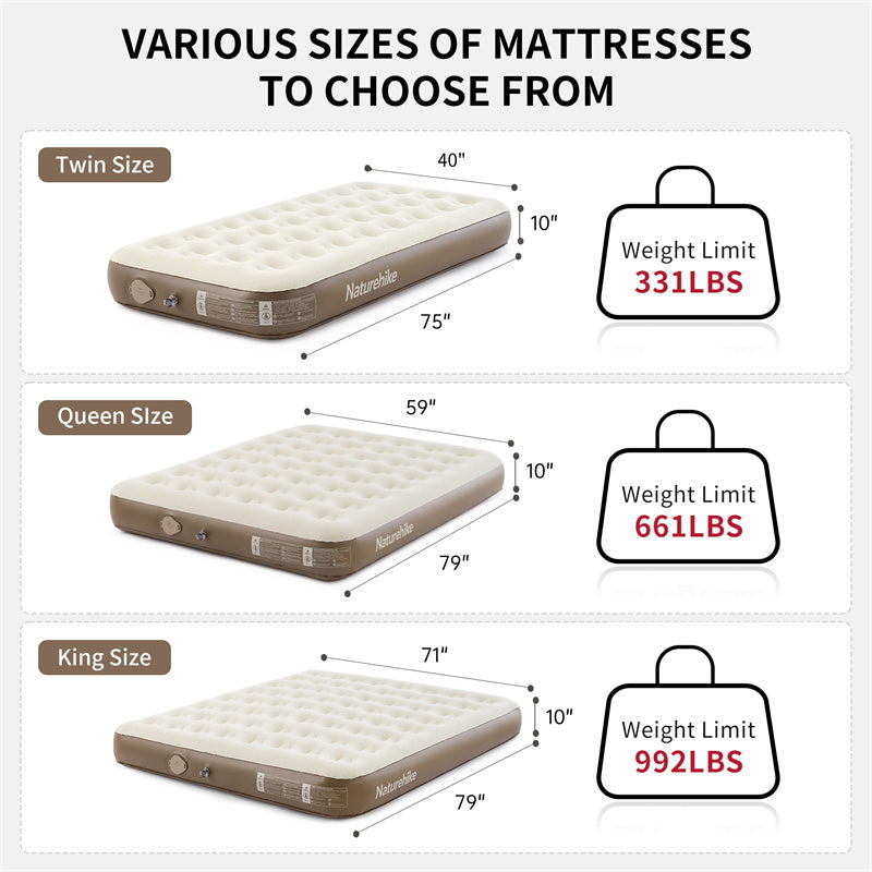 Naturehike C25 Built-in Pump PVC High-Height Inflatable Mattress