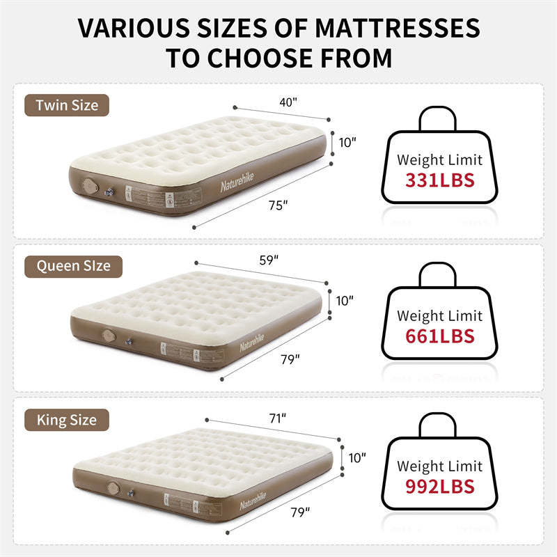 Naturehike C25 Built-in Pump PVC High-Height Inflatable Mattress