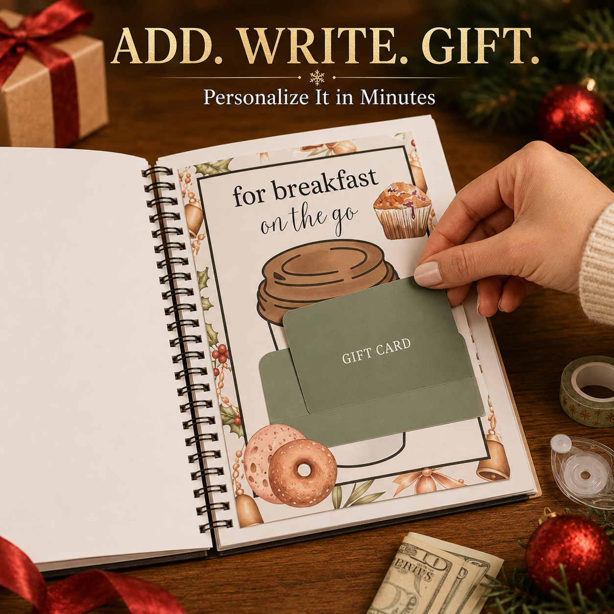 Wrapping and presenting the completed gift card book