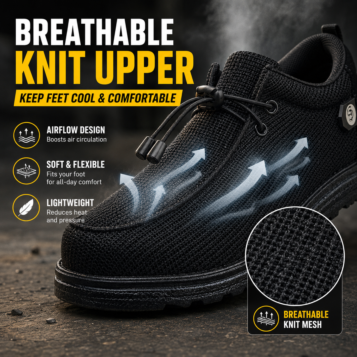 Safety loafers in active warehouse environment