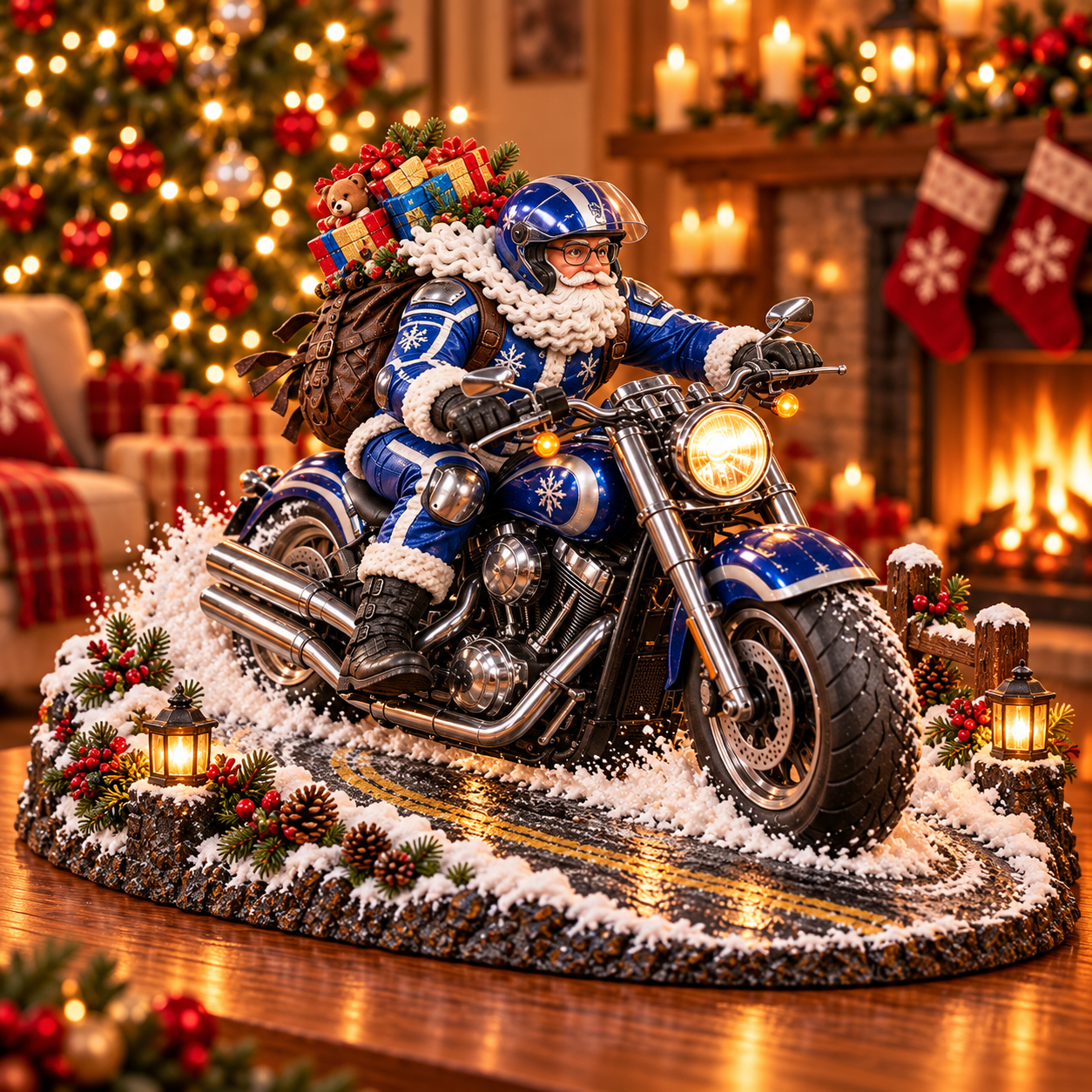 Blue Freedom Cruiser Santa motorcycle keepsake