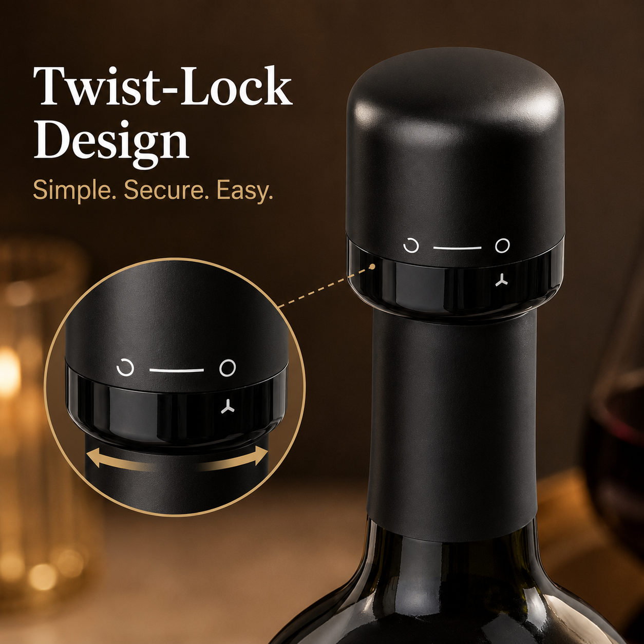 Wine and champagne stopper product options in black finish