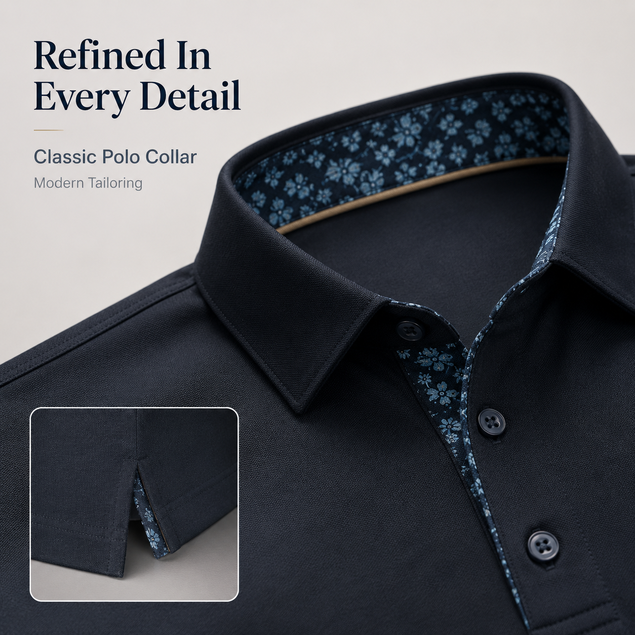 Classic fit men’s polo shirt fabric and fit