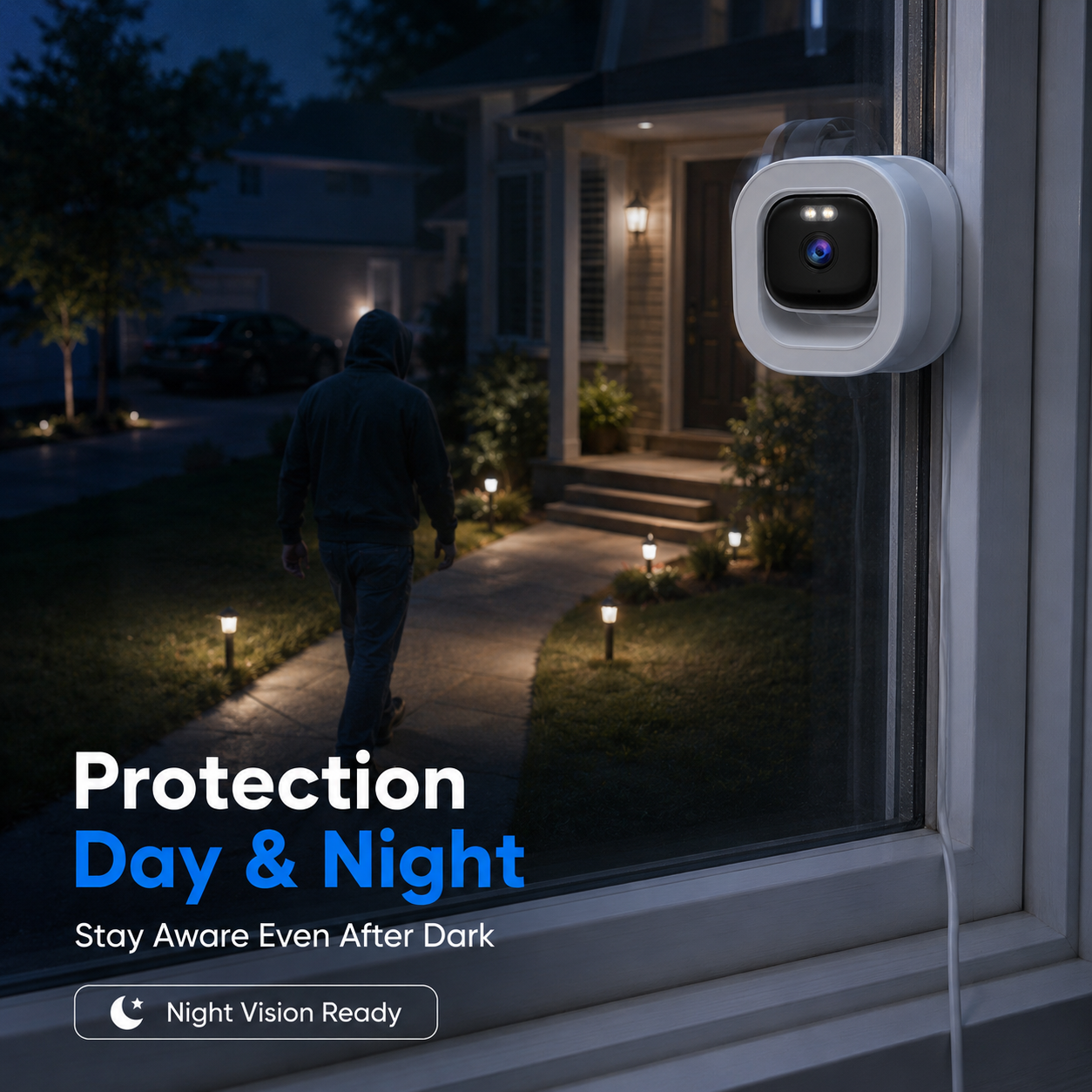 Smart motion detection push notifications and SD card loop recording