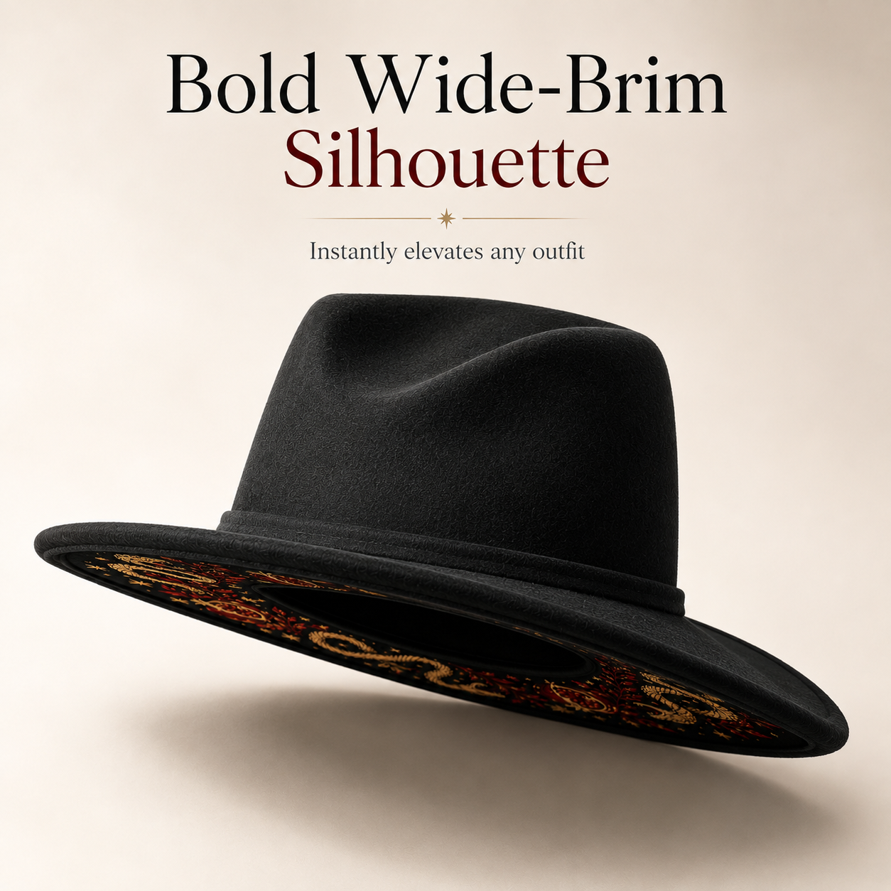 Multiple embroidered underbrim hat styles laid flat