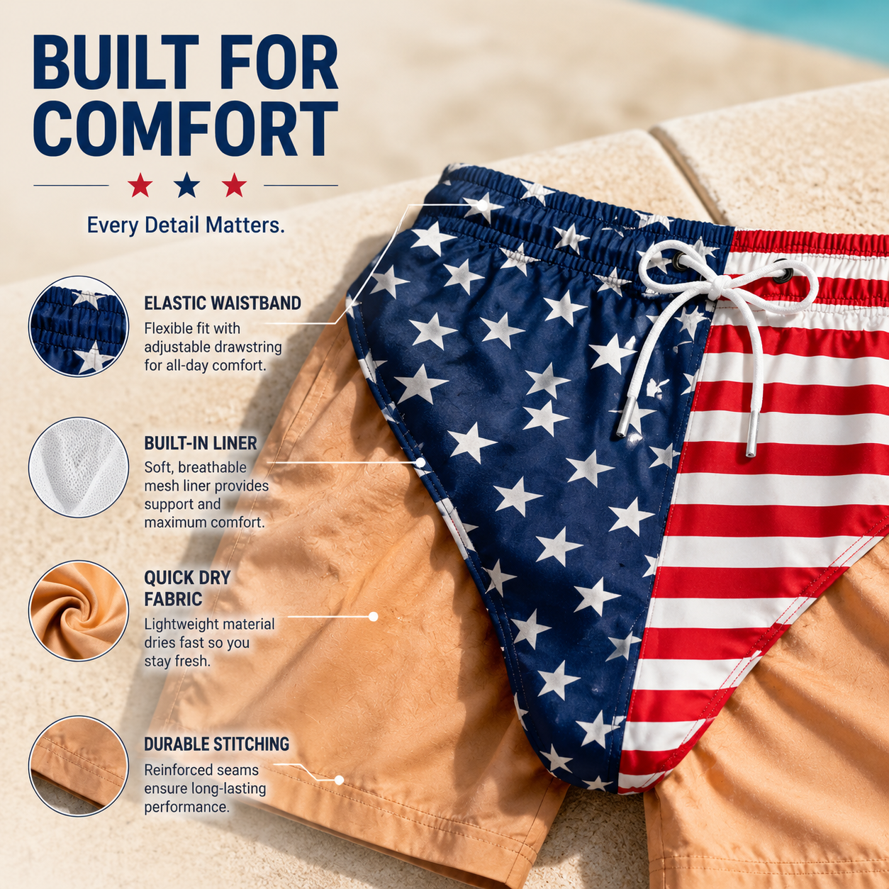 Inner breathable mesh brief lining construction close up