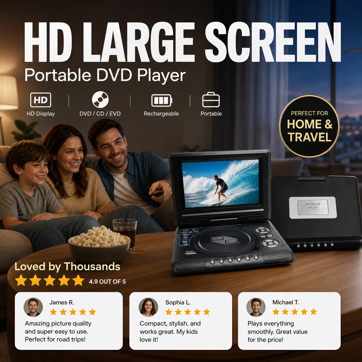 Portable DVD player screen size comparison for easier viewing