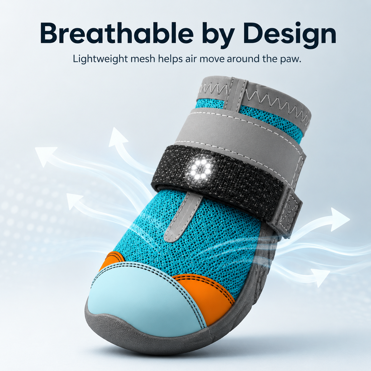 Fastening adjustable hook and loop strap on dog boot