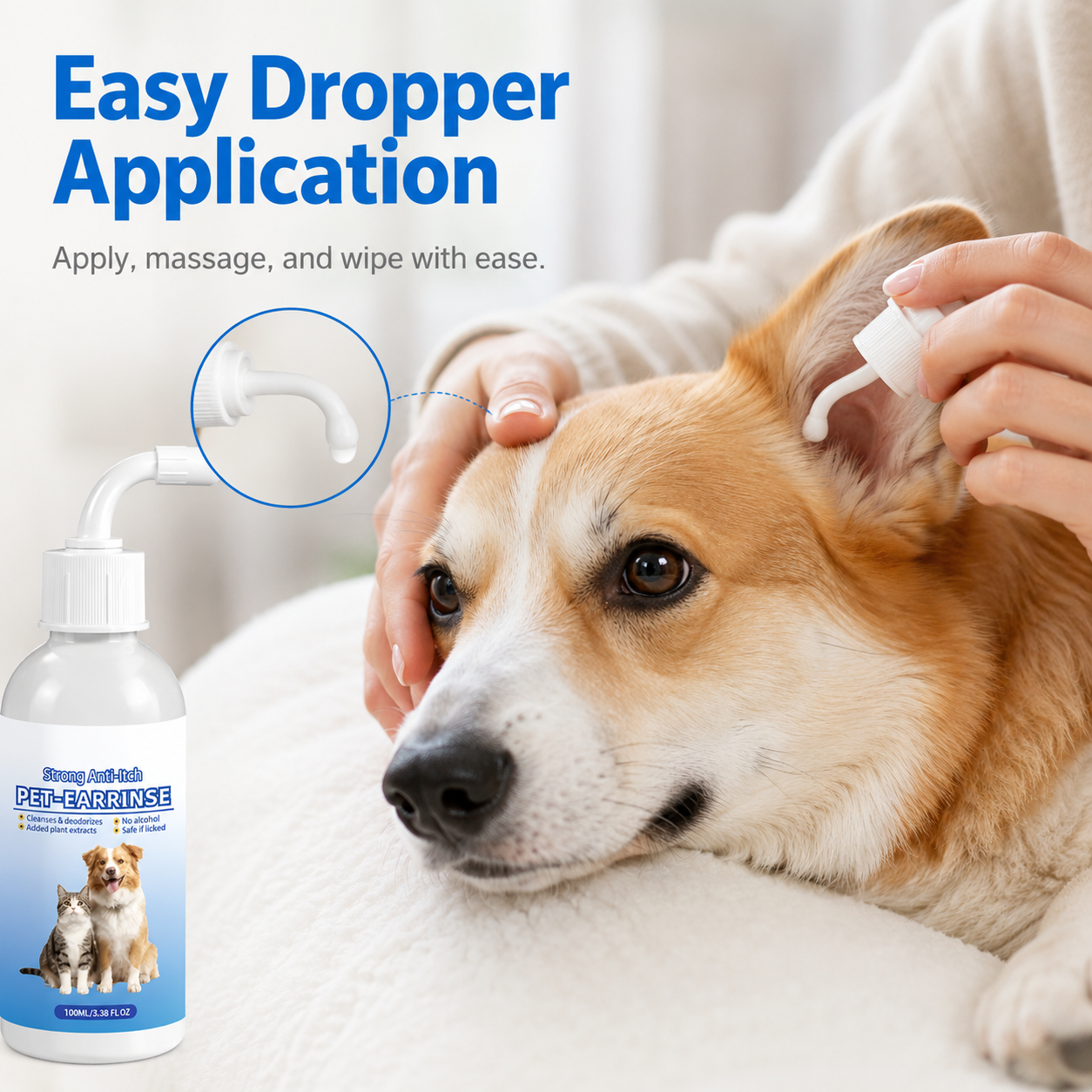 Comfortable ear cleaning for dogs and cats